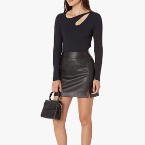NWT The Drop Womens Aiden Vegan Leather A-line Mini Skirt, Size Large